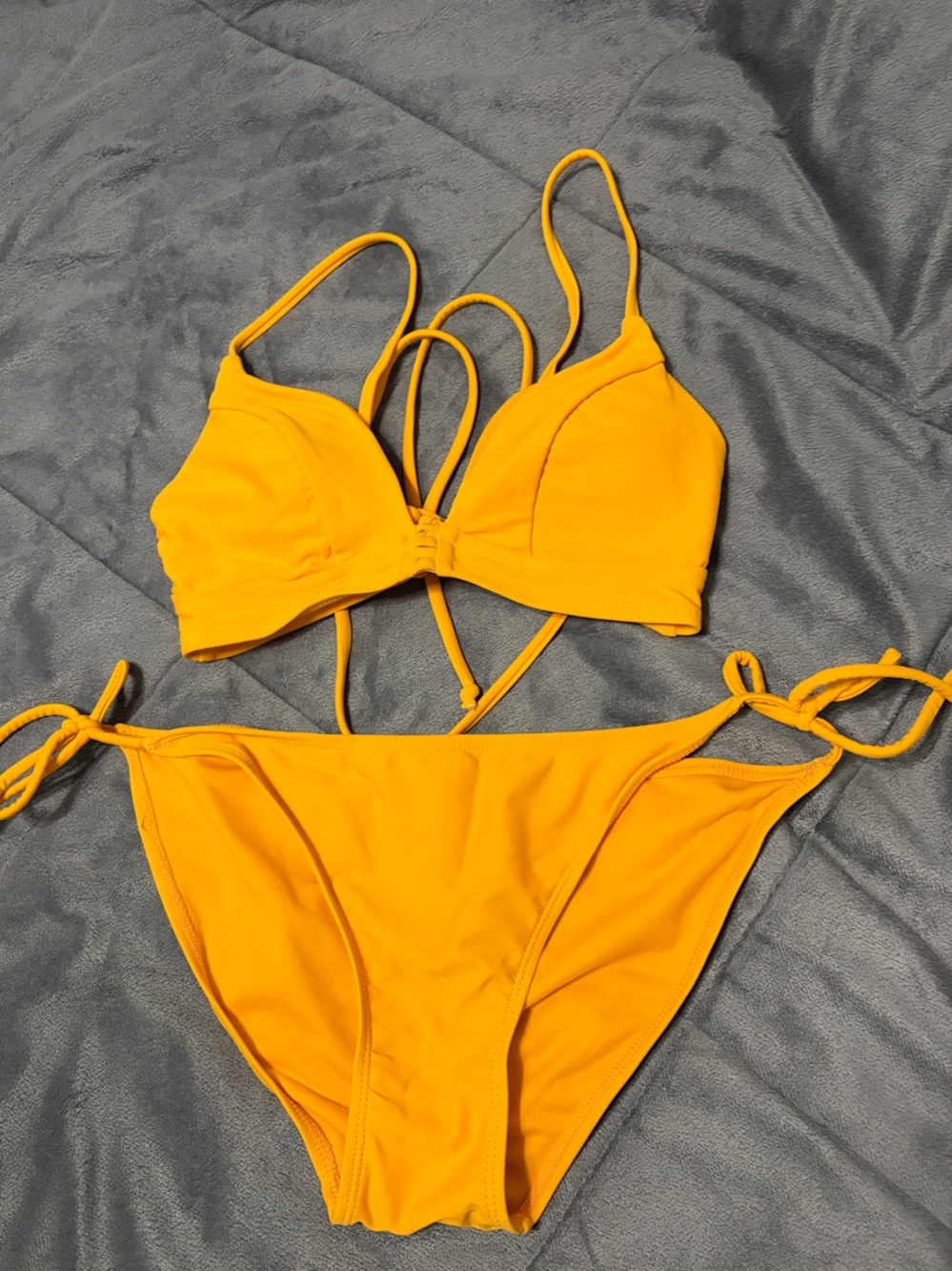 Women’s Yellow Tie-Side Bikini Set - Vivid Yellow Swimwear